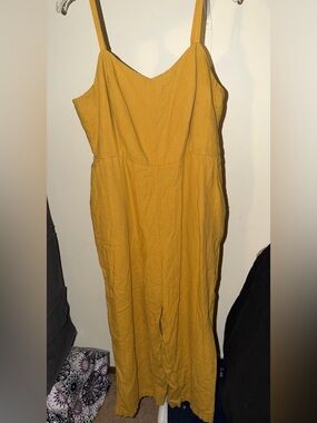 Sleeveless Mustard Yellow Romper with Pockets